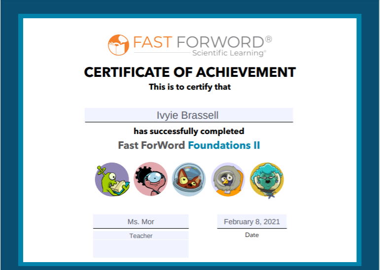 Certificate of Achievement!