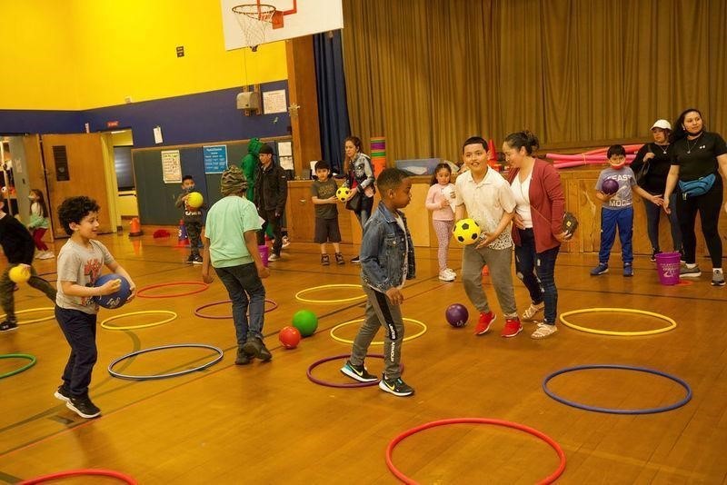 Students participating in fitness night activities