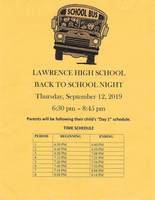 Back to School Night Thursday 9/12