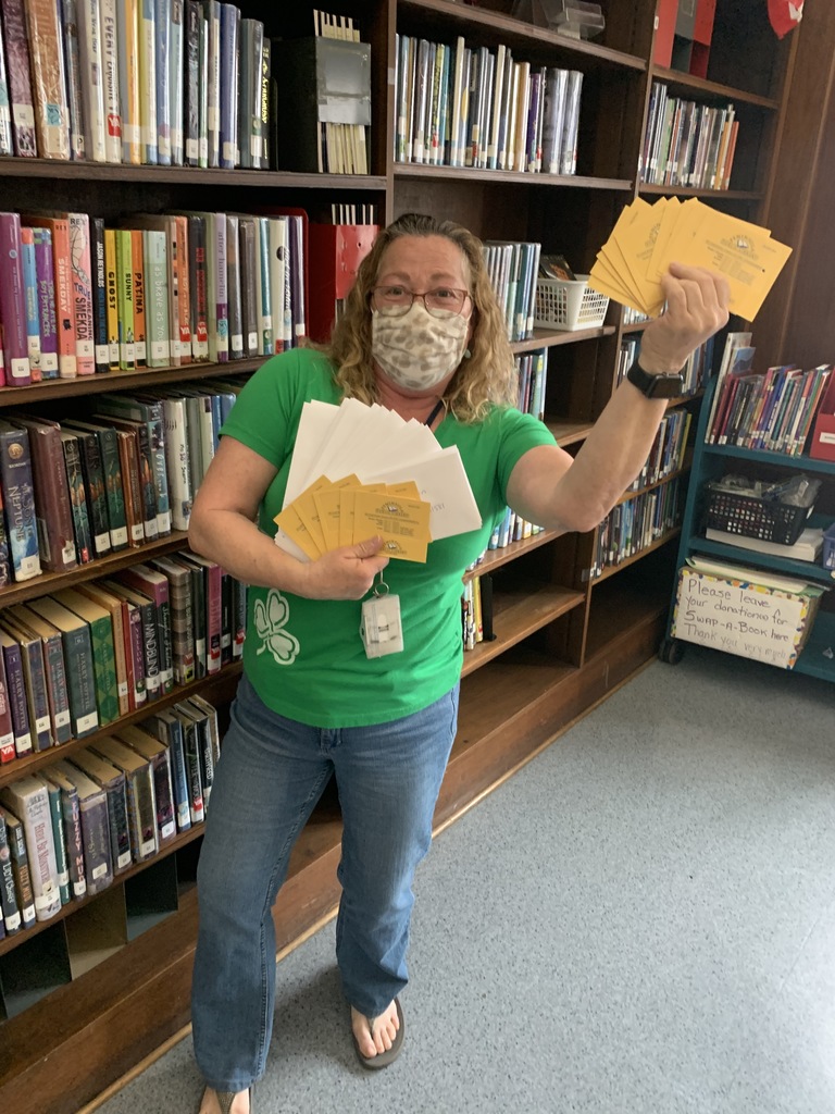 Ms. Abby is excited to send out Library Cards to LMS students!