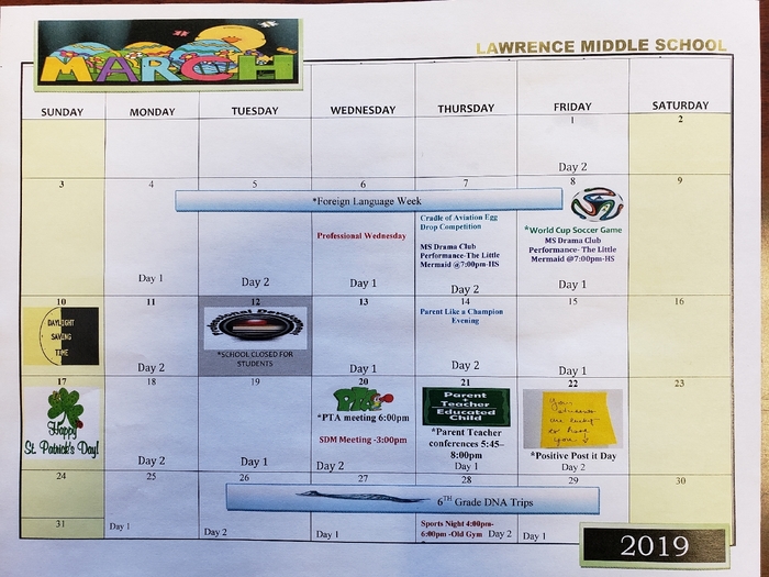 LMS March Calendar